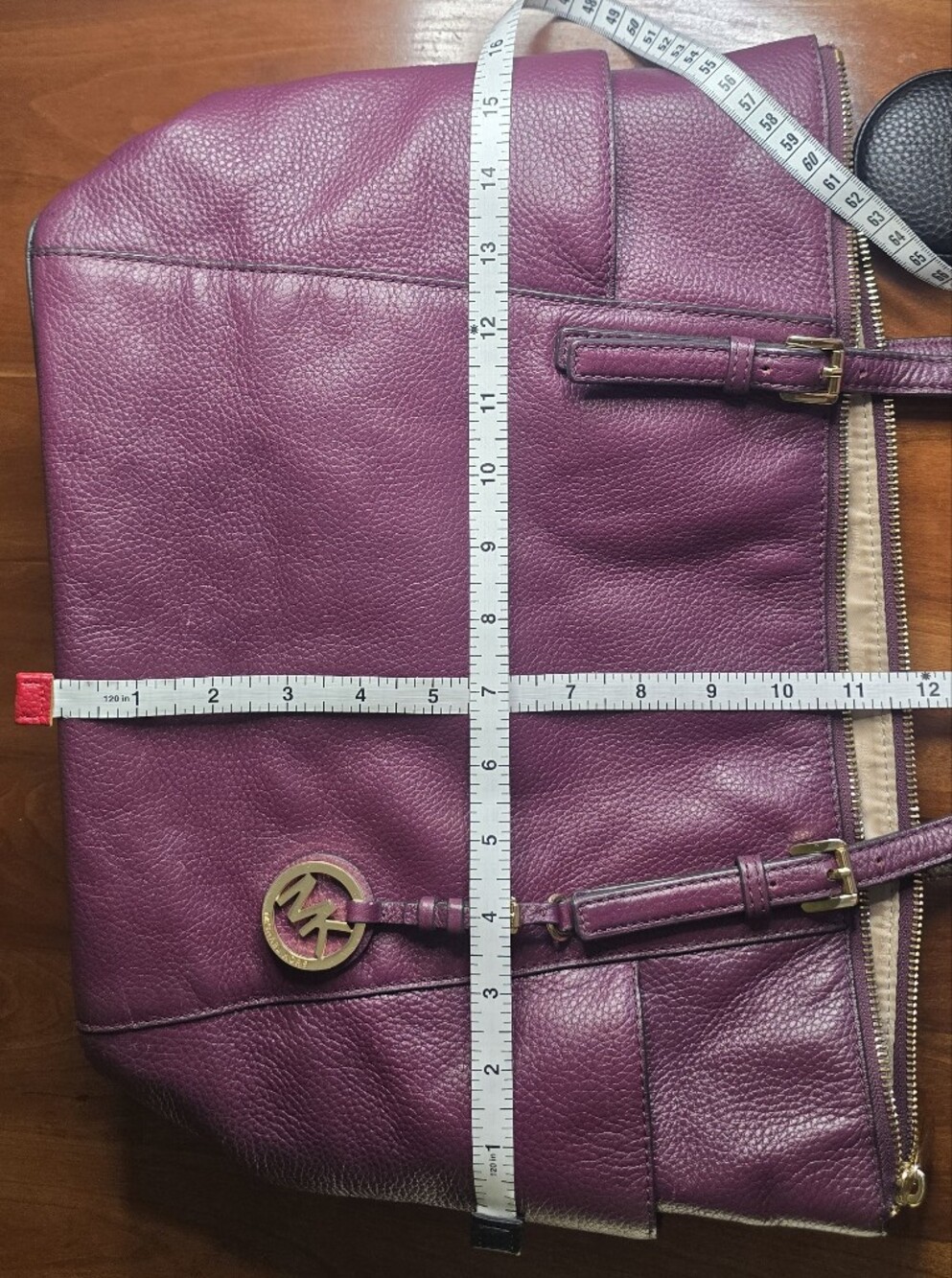 Michael Kors Large Plum Pebbled Leather Jet Set Tote - Picture 9 of 14